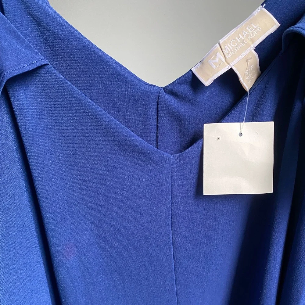 Michael Michael Kors royal blue long sleeve cold shoulder blouse - Picture 7 of 7